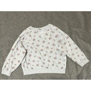 Urban Rebel Womens XL Sweatshirt Gray Floral Long Sleeve V-Neck Cotton Blend